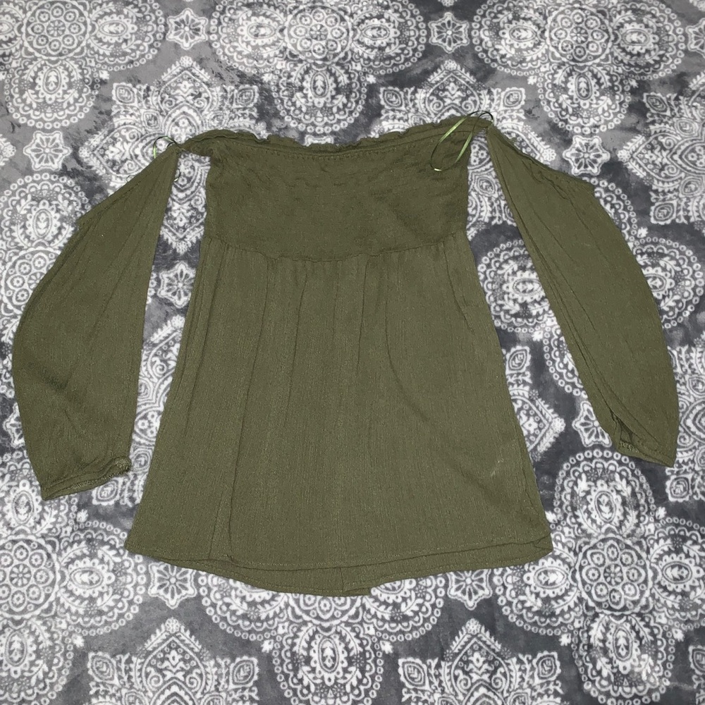 Green off the shoulder top
